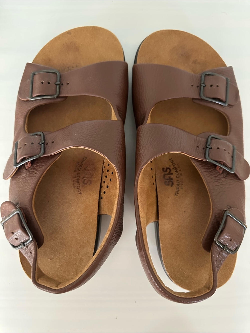 SAS Tripad Comfort Brown Leather Sandals Womens Slingback Adjustable   Size 10W